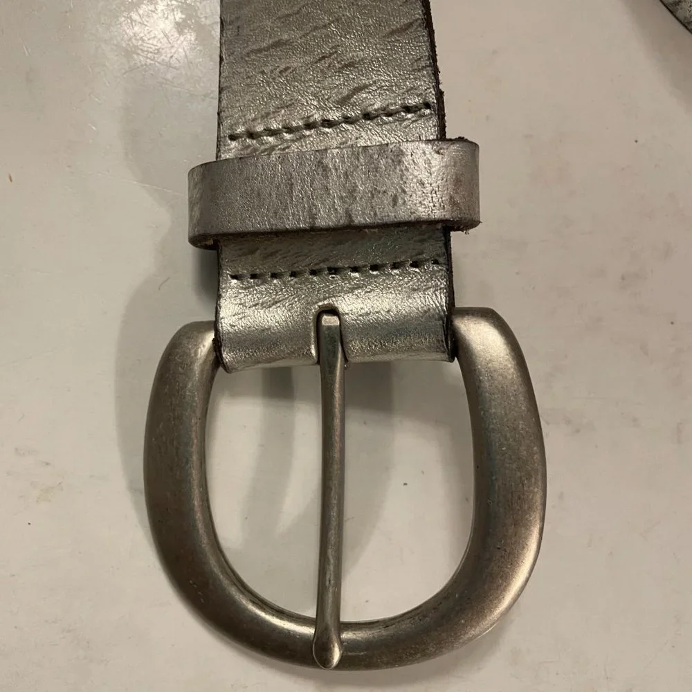 Fossil Silver Studded Genuine Leather Belt 39-inch Long Full Length